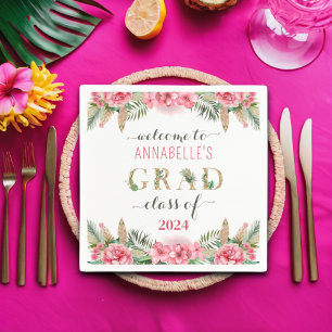 Floral Graduation Luau Class Of 2024 Napkins