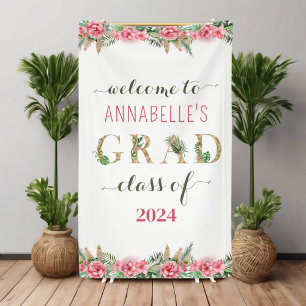 Floral Graduation Luau Class Of 2024 Welcome Banner