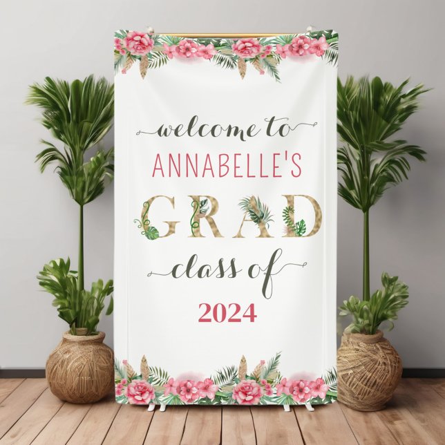 Floral Graduation Luau Class Of 2024 Welcome Banner (Creator Uploaded)