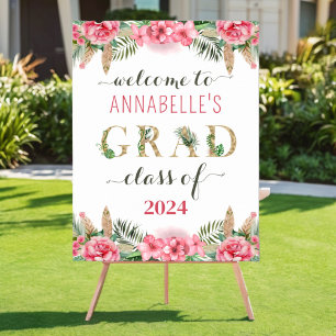Floral Graduation Luau Class Of 2024 Welcome Sign