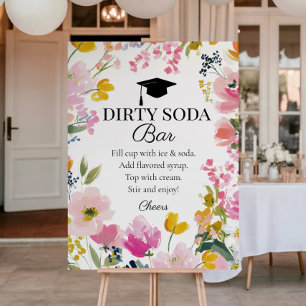 Floral Graduation Party Dirty Soda Bar Sign