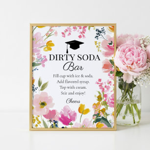 Floral Graduation Party Dirty Soda Bar Sign