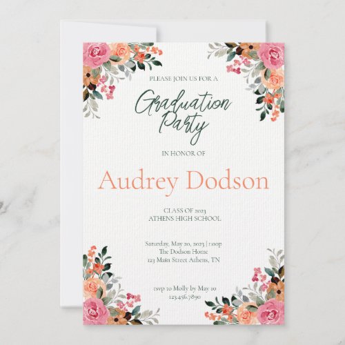 Floral Graduation Party Invitation