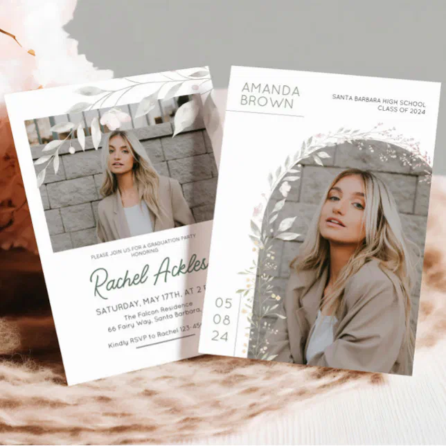 Floral Graduation Party Invitation, Girl Grad Invitation | Zazzle