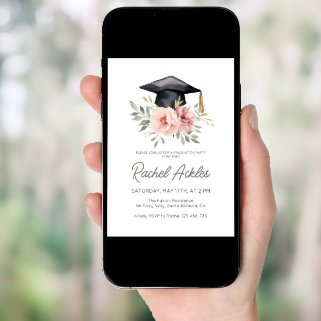 Floral Graduation Party Invitation, Girl Grad Invitation (Front Digital)