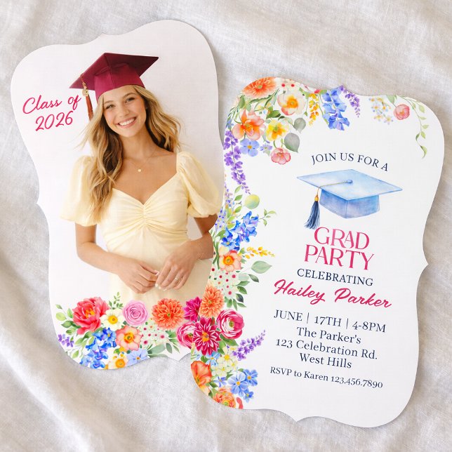 Floral Graduation Party Invitation Template  (Creator Uploaded)