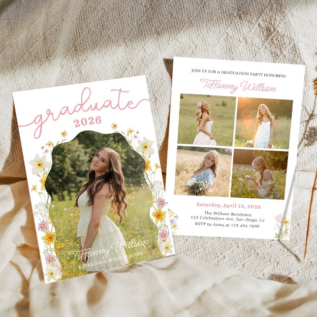 Floral Graduation Party Photo Invitation (Creator Uploaded)