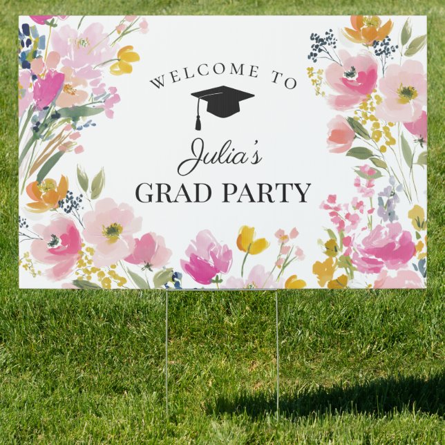 Floral Graduation Party Welcome Sign (Insitu)