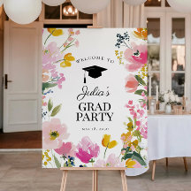 Floral Graduation Party Welcome Sign
