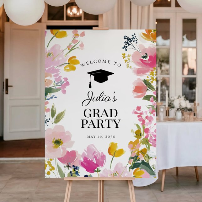 Floral Graduation Party Welcome Sign (Creator Uploaded)