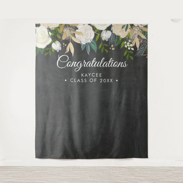 Floral Graduation Photo Backdrop - Photo Prop (Front)