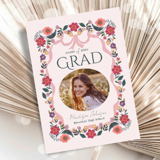 Floral Graduation Photo Elegant Grad Invitation
