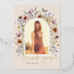 Floral Graduation Thank You Card<br><div class="desc">Floral Graduation Thank You Card. This stylish & elegant graduation thank you card features gorgeous hand-painted watercolor wildflowers arranged as a lovely bouquet and elegant calligraphy script. The back includes a message for personalizing. Find matching products in the Boho Wildflower Graduation Collection.</div>