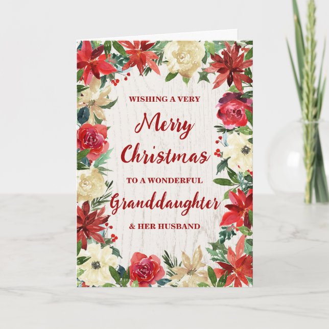 Floral Granddaughter and her Husband Christmas Card (Front)