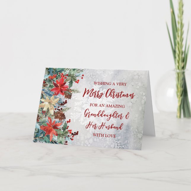 Floral Granddaughter and Her Husband Christmas Card (Front)