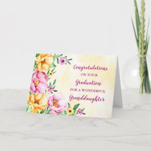 Floral Granddaughter Congratulations Graduation Card