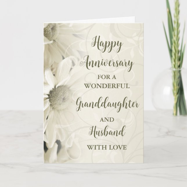 Floral Granddaughter & Husband Anniversary Card (Front)