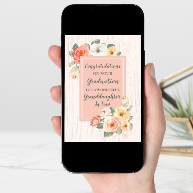 Floral Granddaughter In Law Graduation Card (Front Digital)