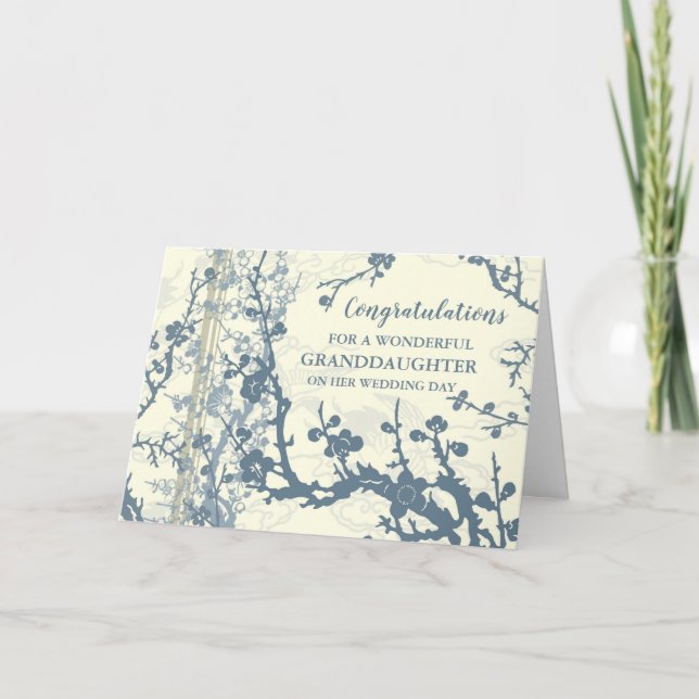 Floral Granddaughter Wedding Day Congratulations Card (Front)