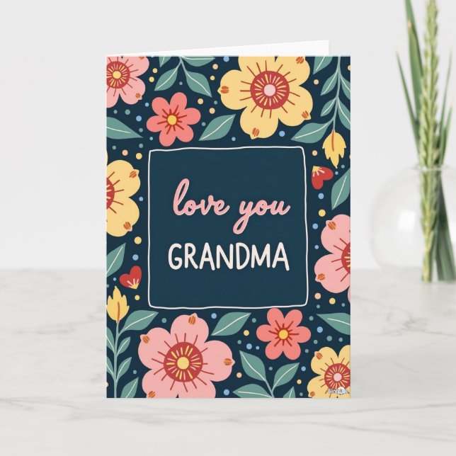 Floral Grandma Love You Card (Front)