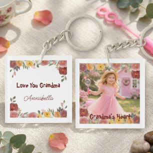 Floral Grandma Photo – Keepsake Gift Keychain