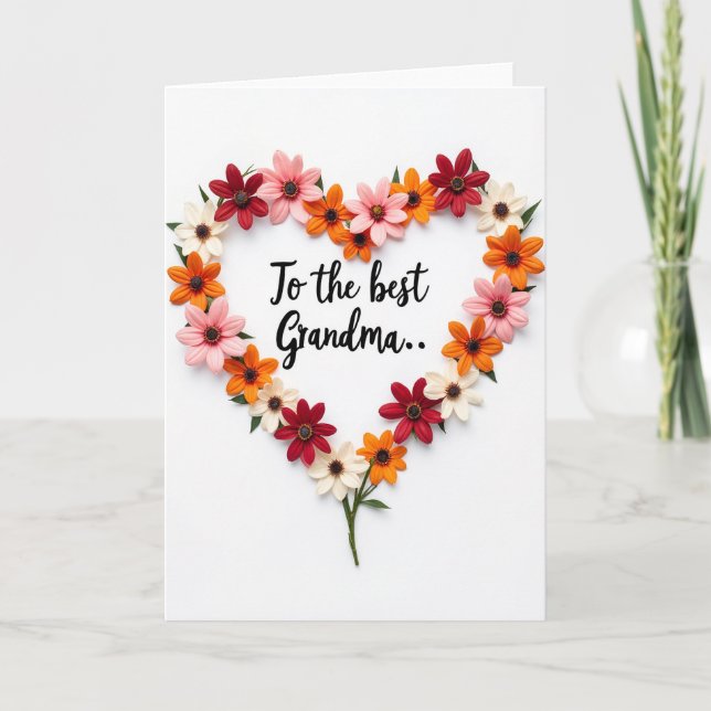 Floral Grandmas Day Heart Card (Front)
