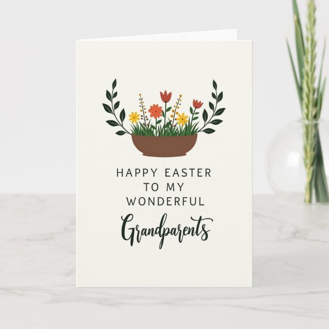 Floral Grandparents Easter Card (Front)