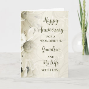 Floral Grandson & Wife Anniversary Card