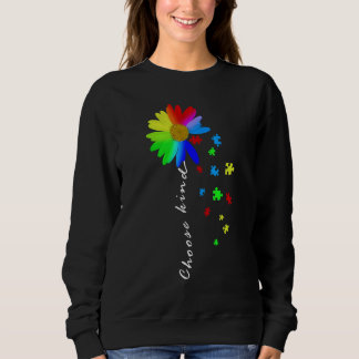 Floral Graphic Autism Awareness Daisy Flower Puzzl Sweatshirt