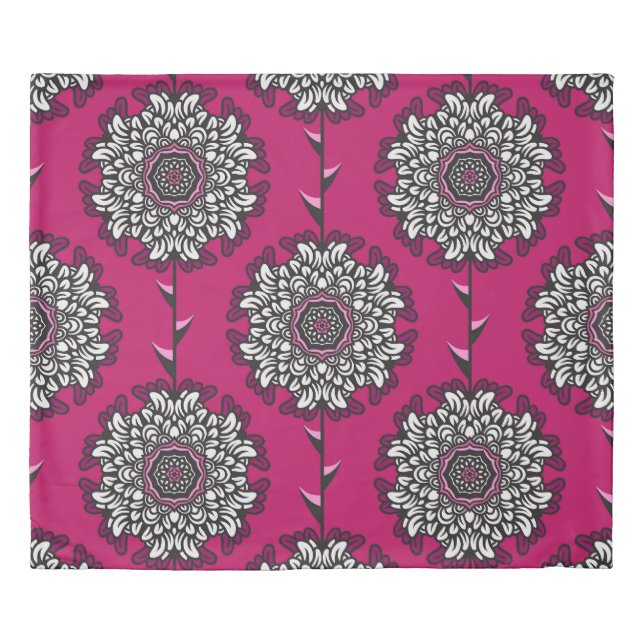 Floral Graphic Flowers Pink Seamless Duvet Cover (Front)