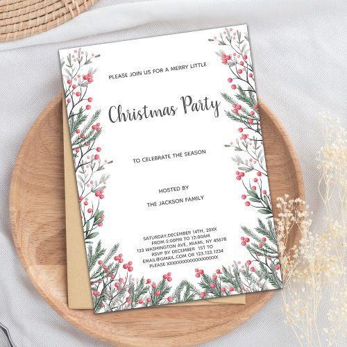 Floral Grass Christmas Invitations