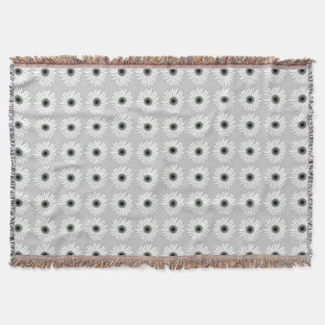Floral Gray and White Modern Pattern Throw Blanket (Front)