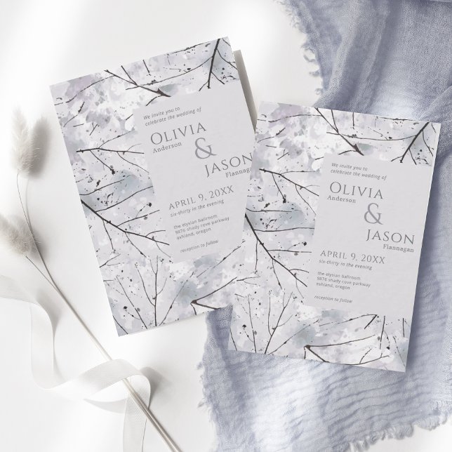 Floral Gray Lavender Watercolor Invitation (Creator Uploaded)