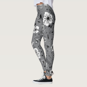 Floral Gray Leggings