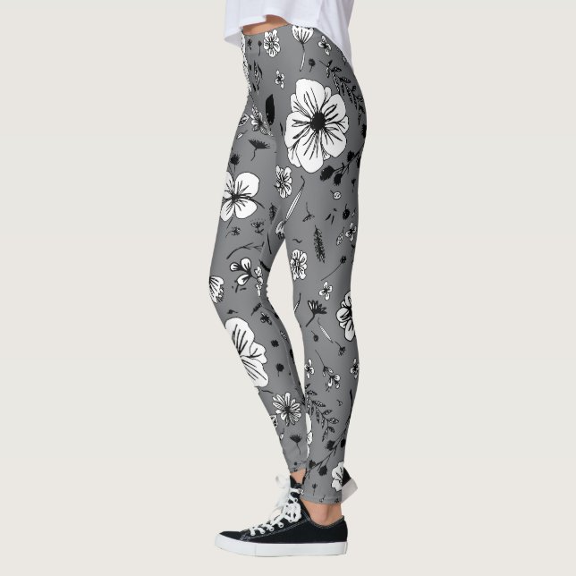 Floral Gray Leggings (Left)