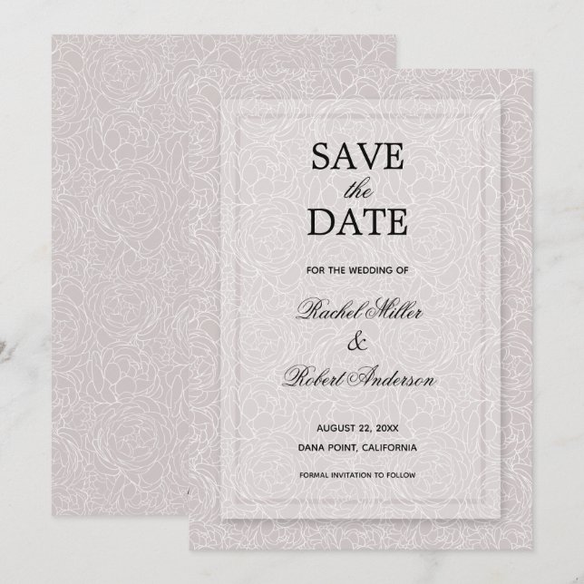Floral Gray Lilac Save The Date (Front/Back)