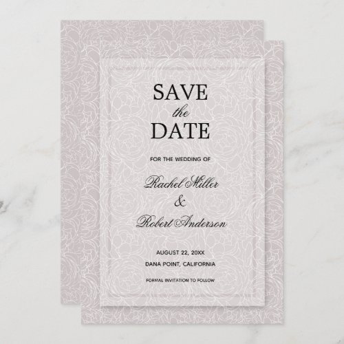 Floral Gray Lilac Save The Date