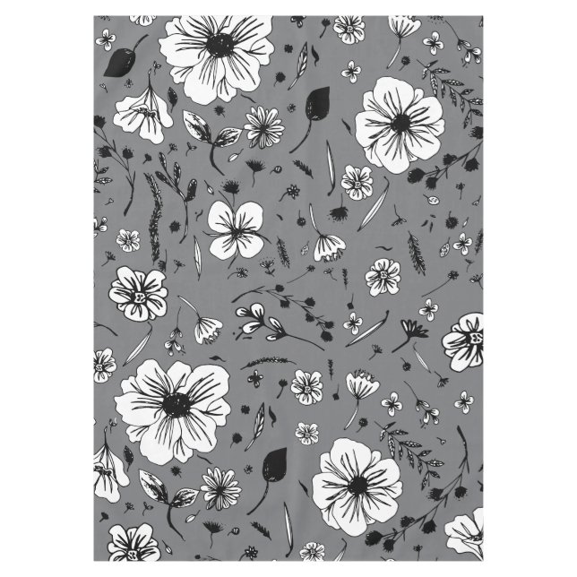 Floral Gray Tablecloth (Front)