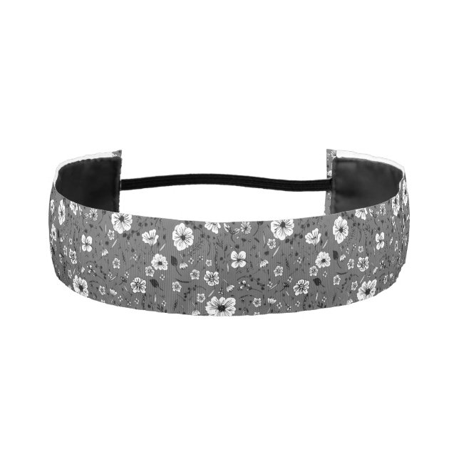 Floral Gray Tie Headband (Front)