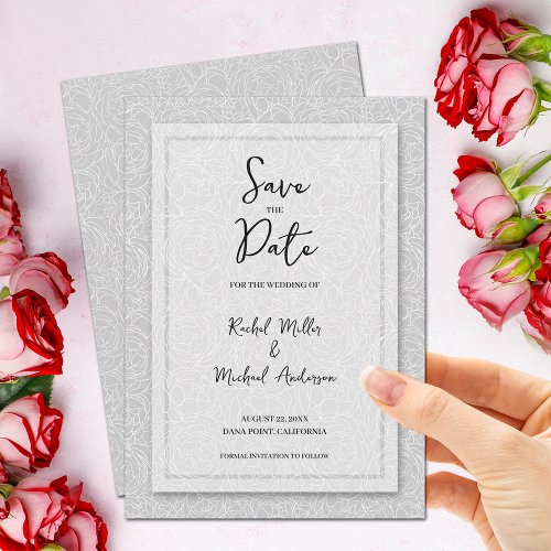 Floral Gray Wedding QR Code Save The Date