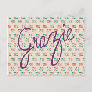 Floral Grazie Thank You Wedding Postcard
