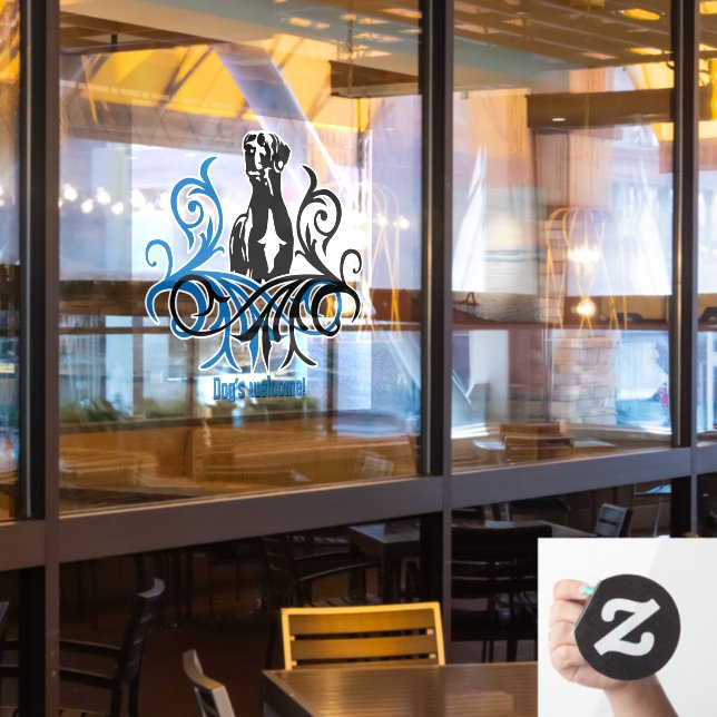 Floral Great Dane Sticker / Cling (Restaurant Window)
