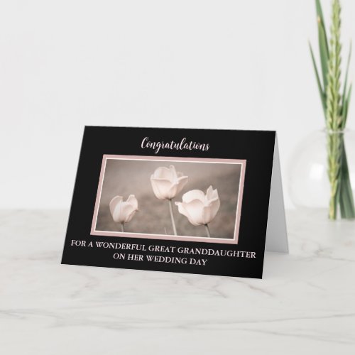 Floral Great Granddaughter Wedding Day Card