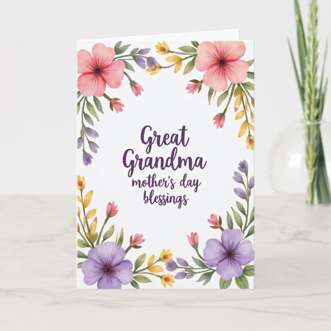 Floral Great Grandmas Day Card (Front)