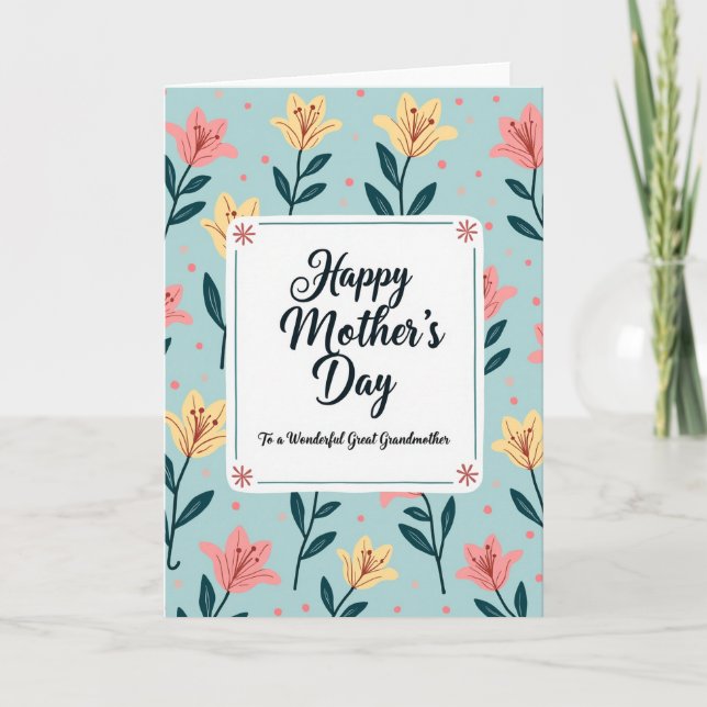 Floral Great Grandmother Card (Front)