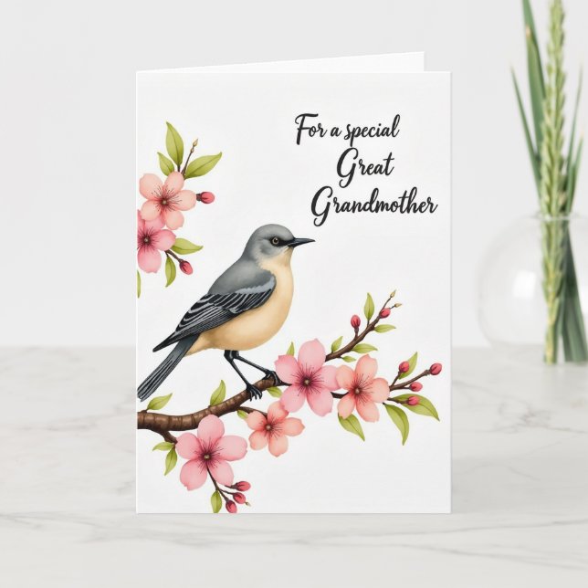 Floral Great Grandmother Message Card (Front)