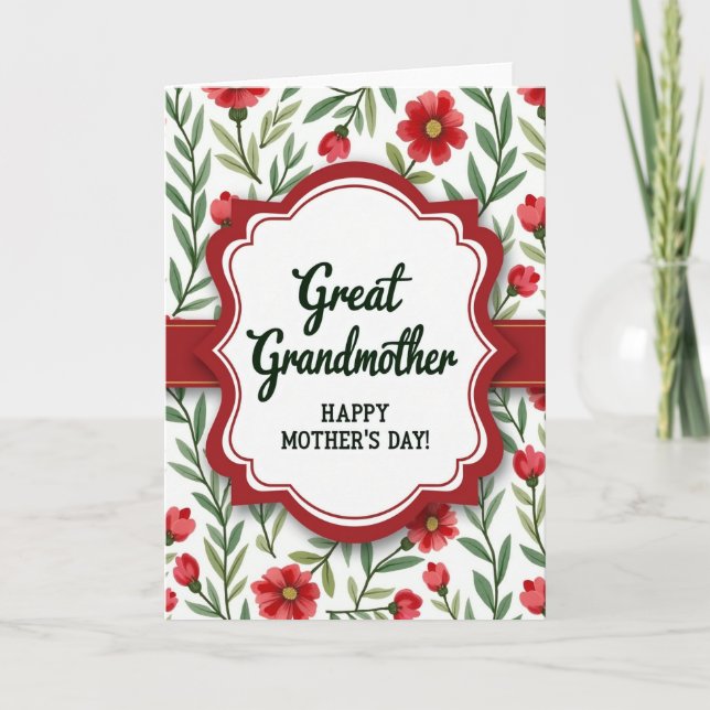 Floral Great Grandmothers Day Card (Front)