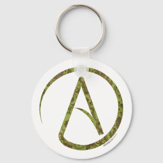 Floral Green and Brown Atheist Keychain