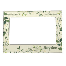 Floral Green and Yellow Leaves, Name, Birthday