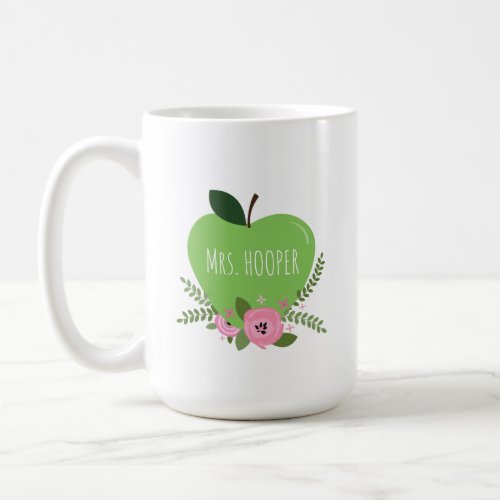 Floral Green Apple Teacher Coffee Mug